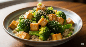 Asian-Inspired Organic Tofu and Broccoli Bowl